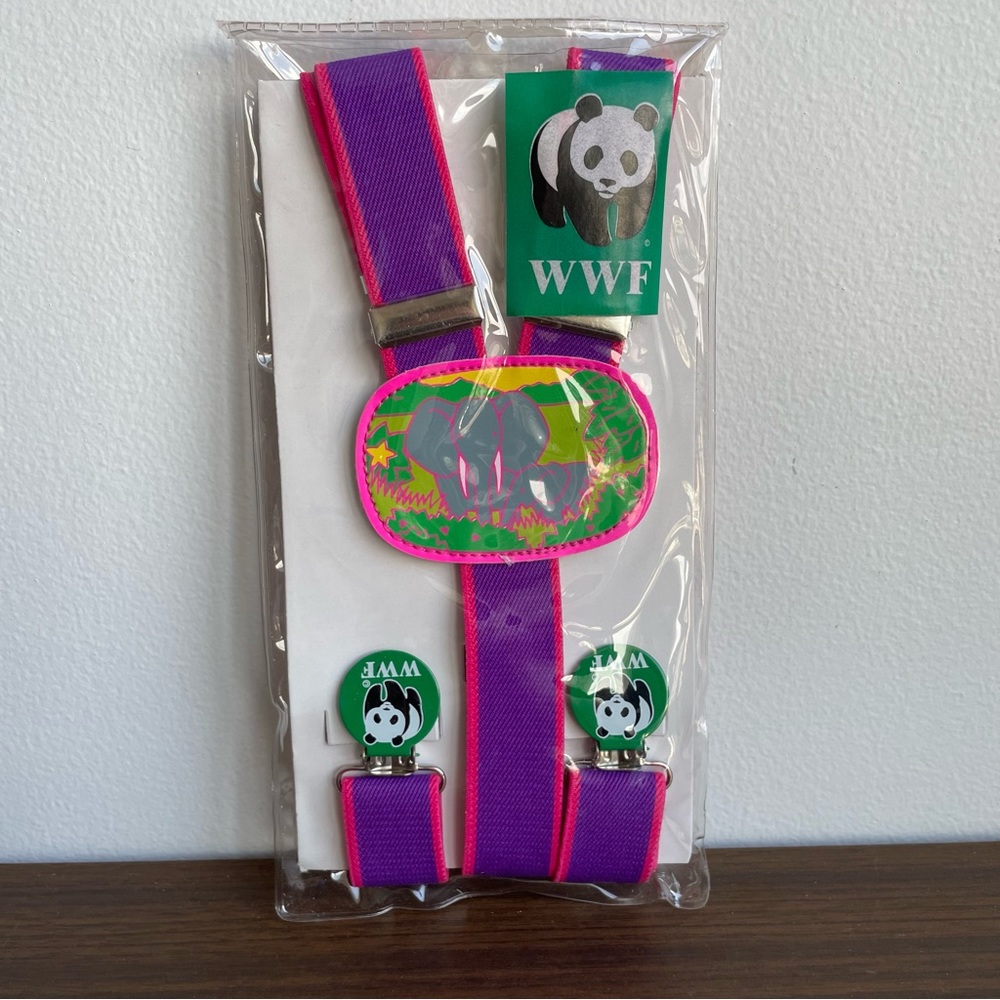 Vintage 1986 World Wildlife Federation Suspenders